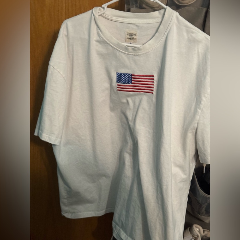 White  T-Shirt with American Flag
